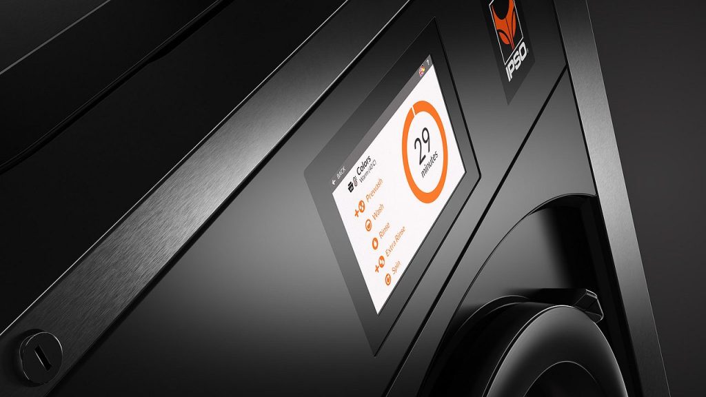 Close up photo of an IPSO Commercial Washing Machine.